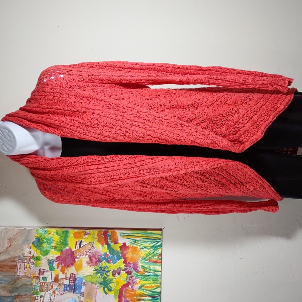 Cynthia Rowley Cotton Crochet Cocoon Sweater